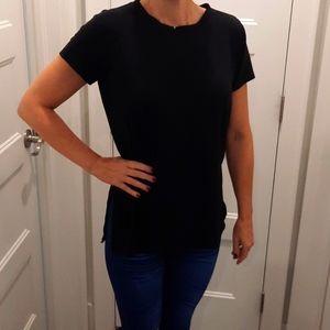 Spanx perfect length top, short sleeve t-shirt black, medium